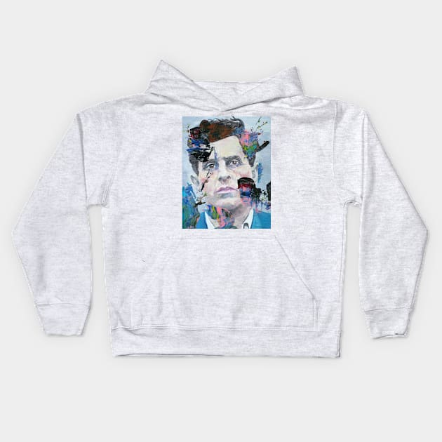 LUDWIG WITTGENSTEIN oil and acrylic portrait Kids Hoodie by lautir